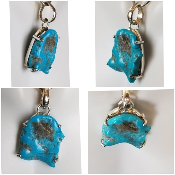 Rough Sleeping Beauty Turquoise Pendant 1.25" - Picture 3 of 7